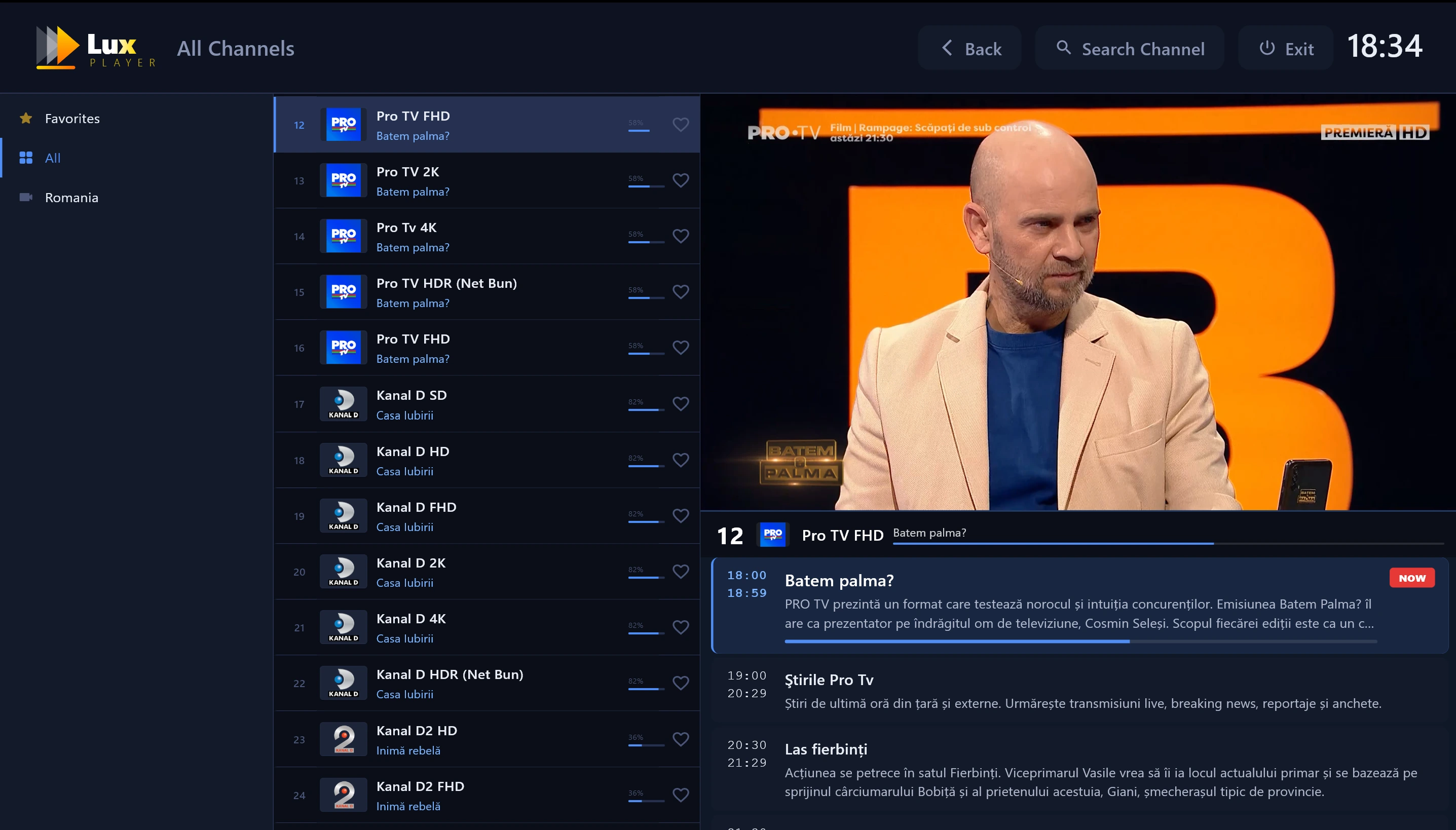 Lux Player Live TV: lista de canale și programul TV